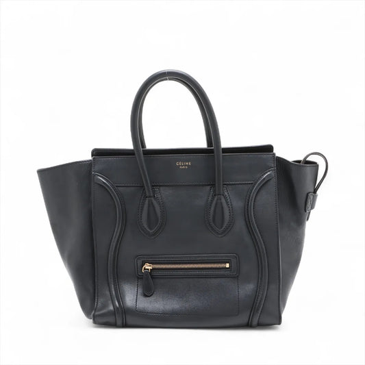 Celine Luggage Mini Shopper Leather Handbag Black