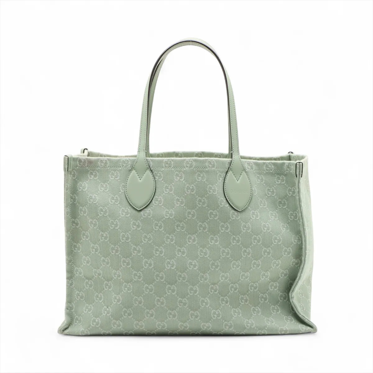 Gucci GG Logo Denim Tote Bag Green