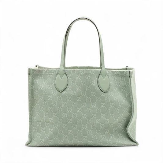 Gucci GG Logo Denim Tote Bag Green