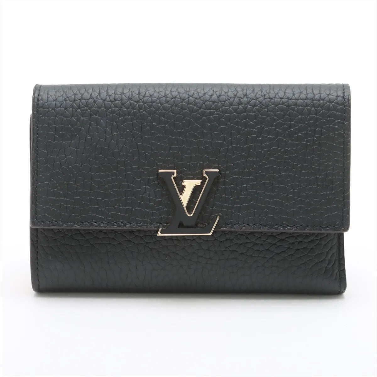 Louis Vuitton Taurillon Capucines Compact Wallet Noir × Hot Pink