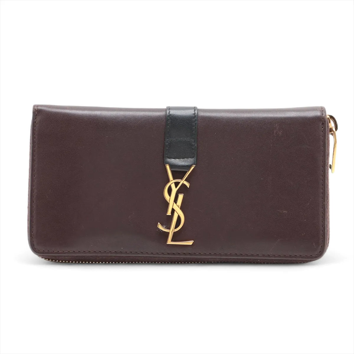 Saint Laurent Paris YSL Leather Zippy Wallet Brown