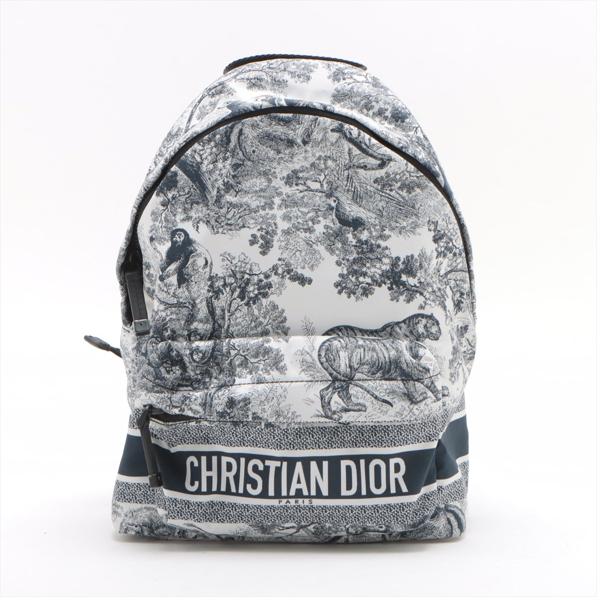 Christian Dior Toile de Jouy Nylon Backpack Navy Blue × White