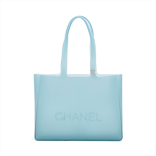 Chanel Logo Rubber Tote Bag Blue