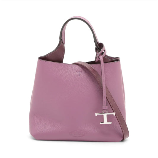 Tod's T Timeless Leather Two-Way Shoulder Bag Purple
