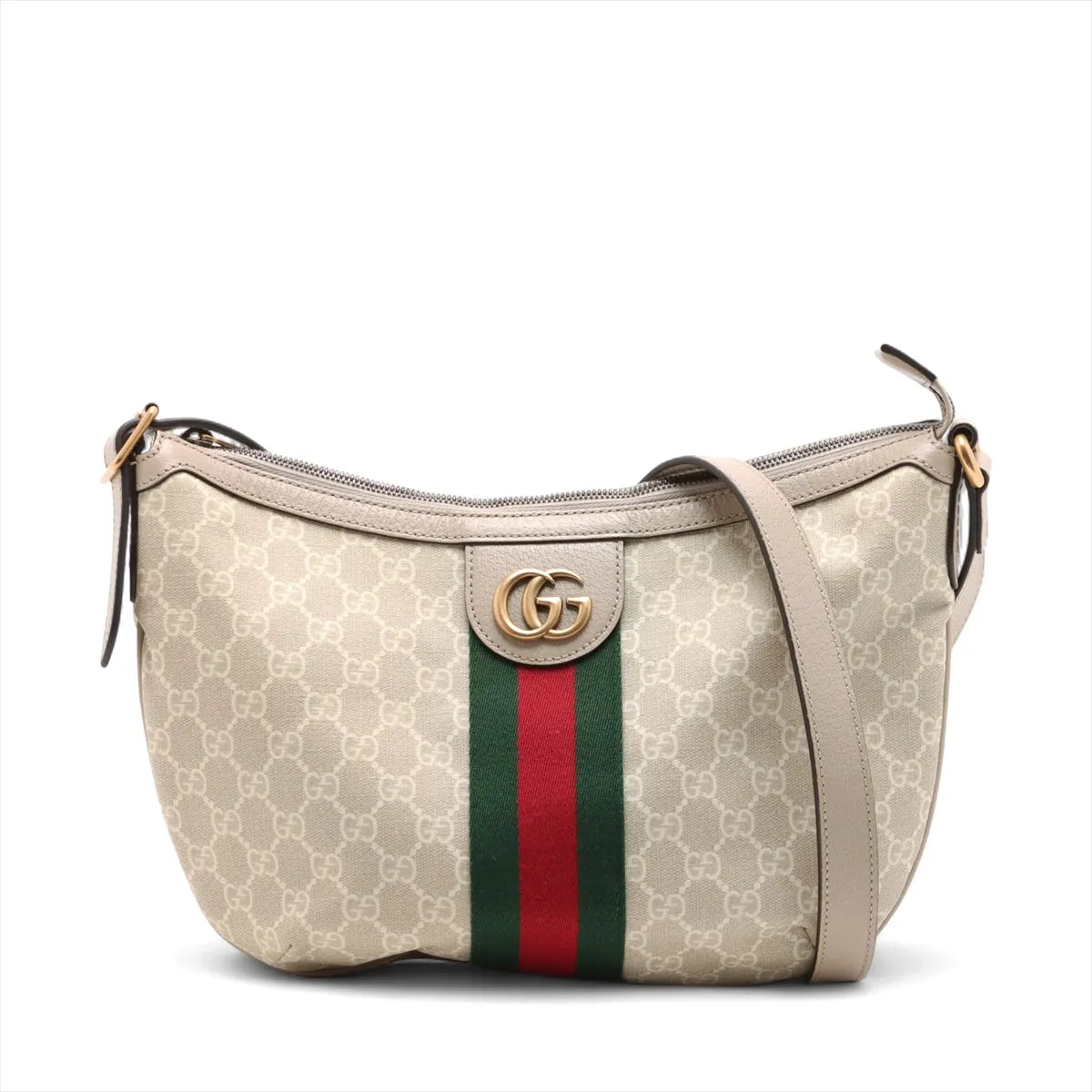 Gucci GG Supreme Ophidia Leather Shoulder Bag Beige