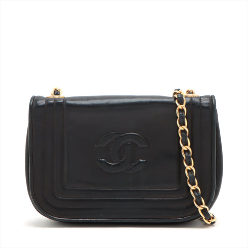 #1 Chanel CC Logo Lambskin Flap Chain Shoulder Bag Black
