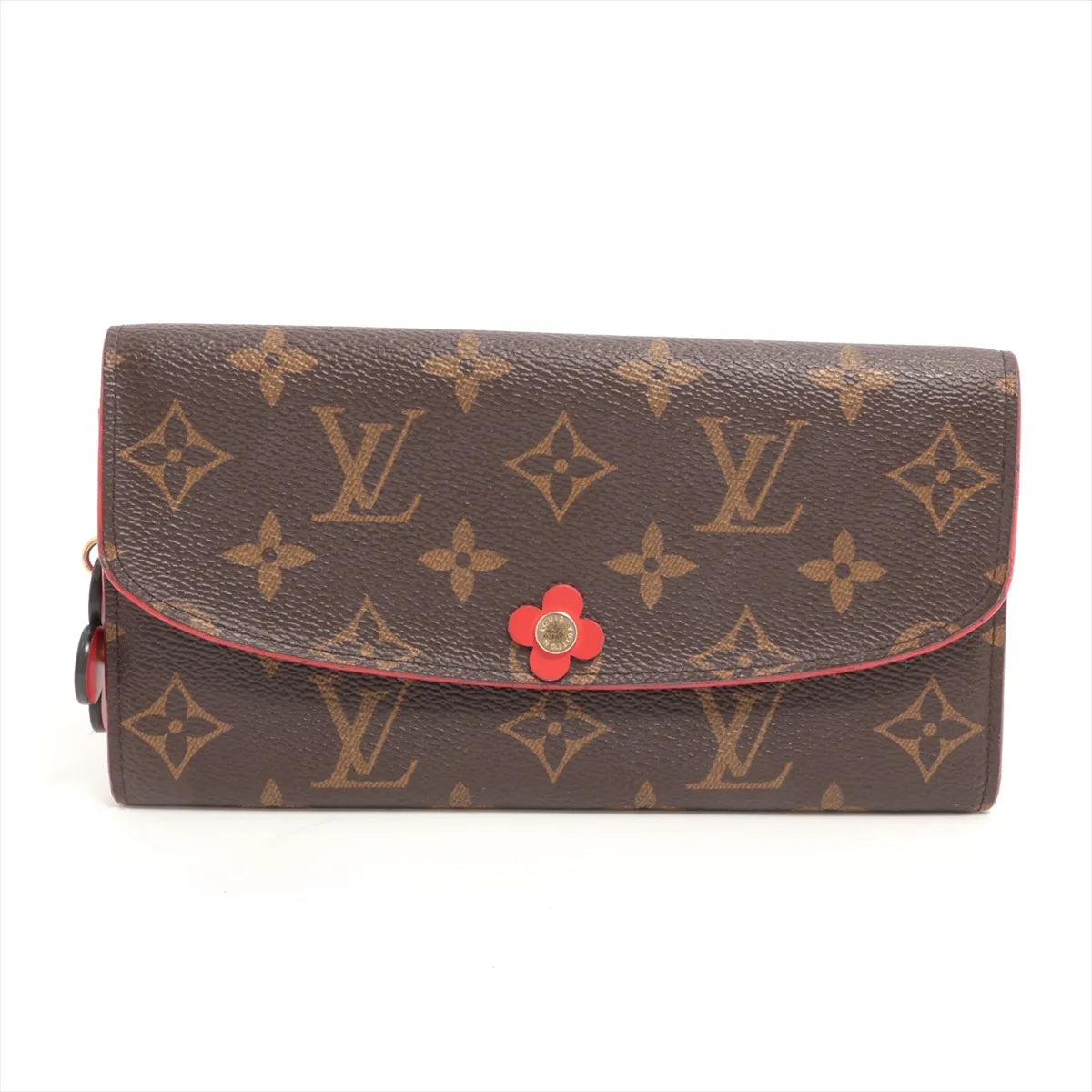 Louis Vuitton Monogram Emilie Long Wallet Poppy Red