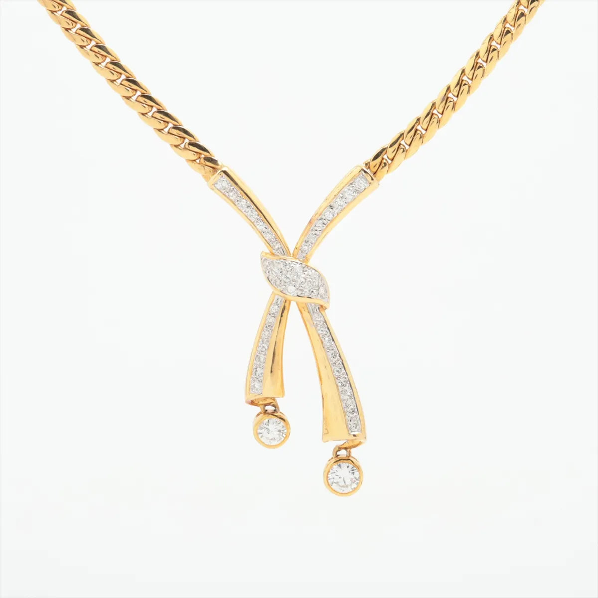 Diamond Necktie Necklace Gold