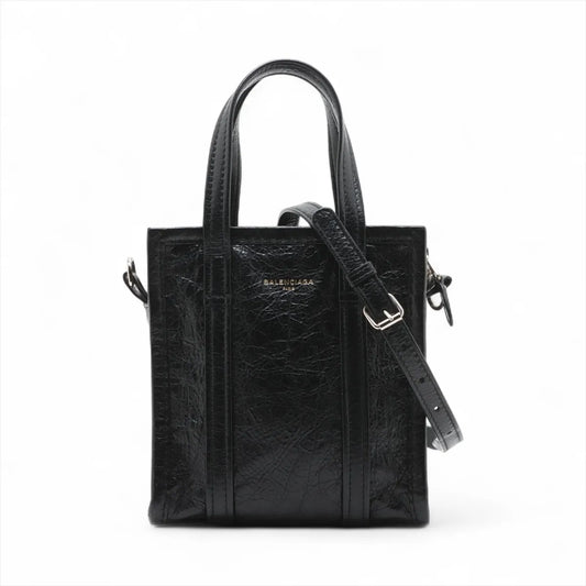 Balenciaga Bazar Shopper XXS Leather Two-Way Handbag Black