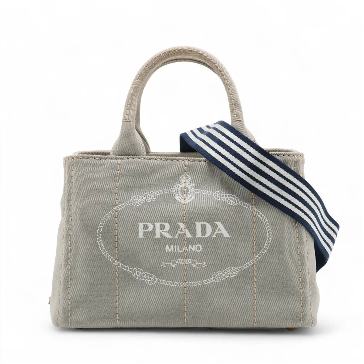 Prada Canapa Canvas Two-Way Handbag Gray