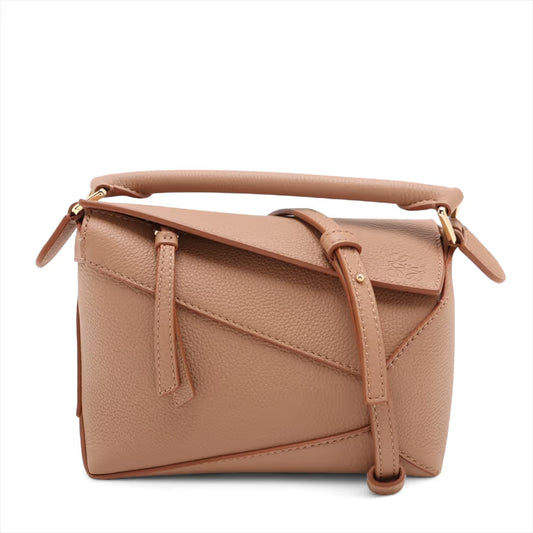 Loewe Mini Puzzle Leather Two-Way Shoulder Bag Beige
