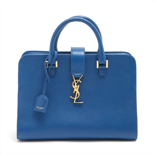 Saint Laurent Paris Baby Cabas Leather Handbag Blue