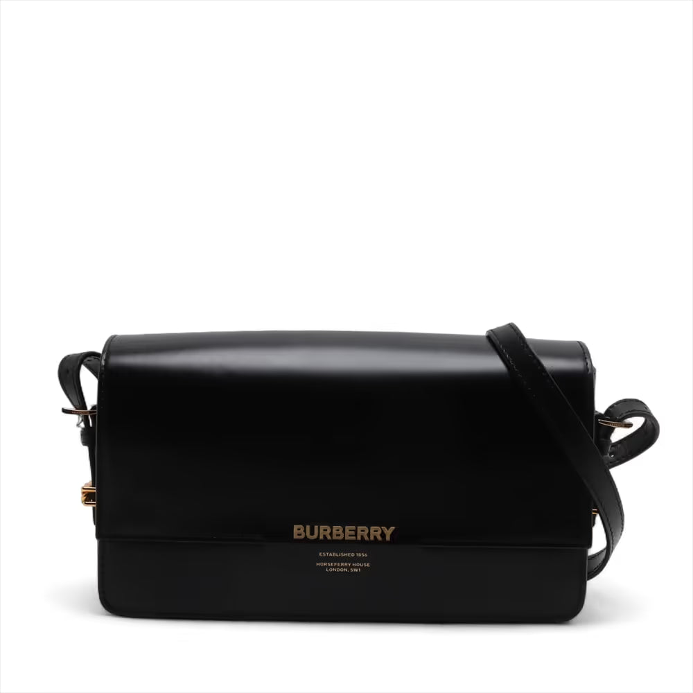 Burberry Grace Leather Shoulder Bag Black