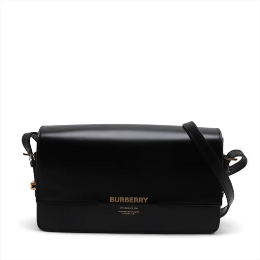 Burberry Grace Leather Shoulder Bag Black