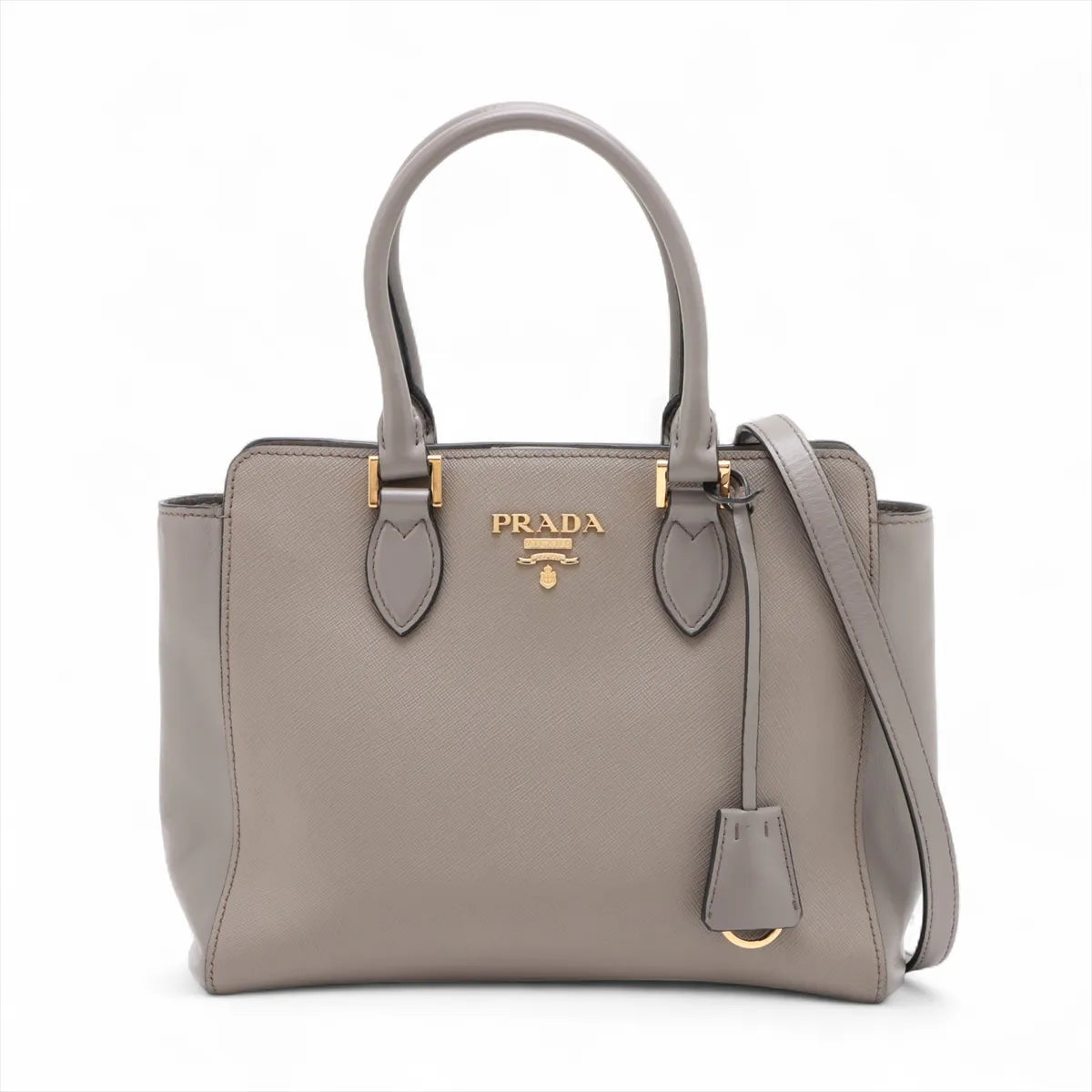 Prada Saffiano Soft Leather Two-Way Handbag Greige