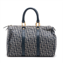 Load image into Gallery viewer, #1 Christian Dior Trotter Canvas Leather Boston Bag Navy Blue