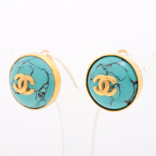Chanel CC Logo Blue Marble Clip-on Earrings