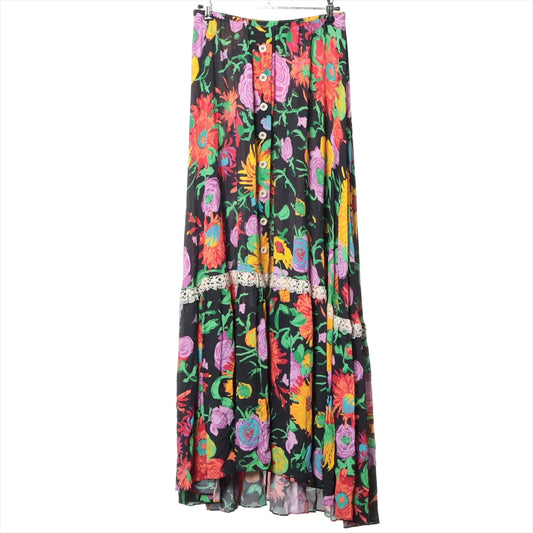 Gucci Multicolor Floral Rayon Long Skirt Black