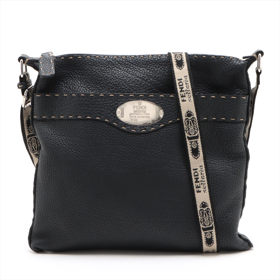 Fendi Selleria Leather Crossbody Bag Black