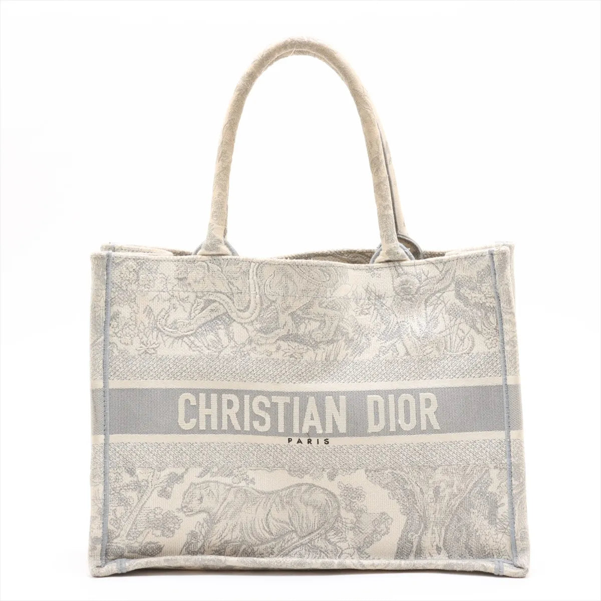 Christian Dior Toile De JouY Embroidery Medium Book Tote Gray