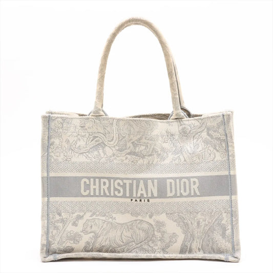Christian Dior Toile De JouY Embroidery Medium Book Tote Gray