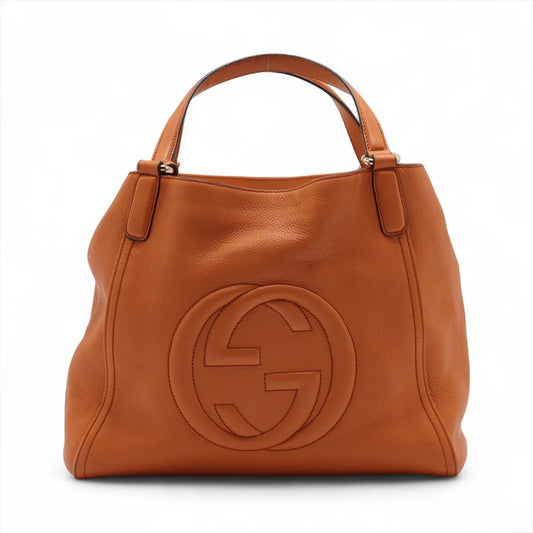 Gucci Soho Leather Tote Handbag Rust
