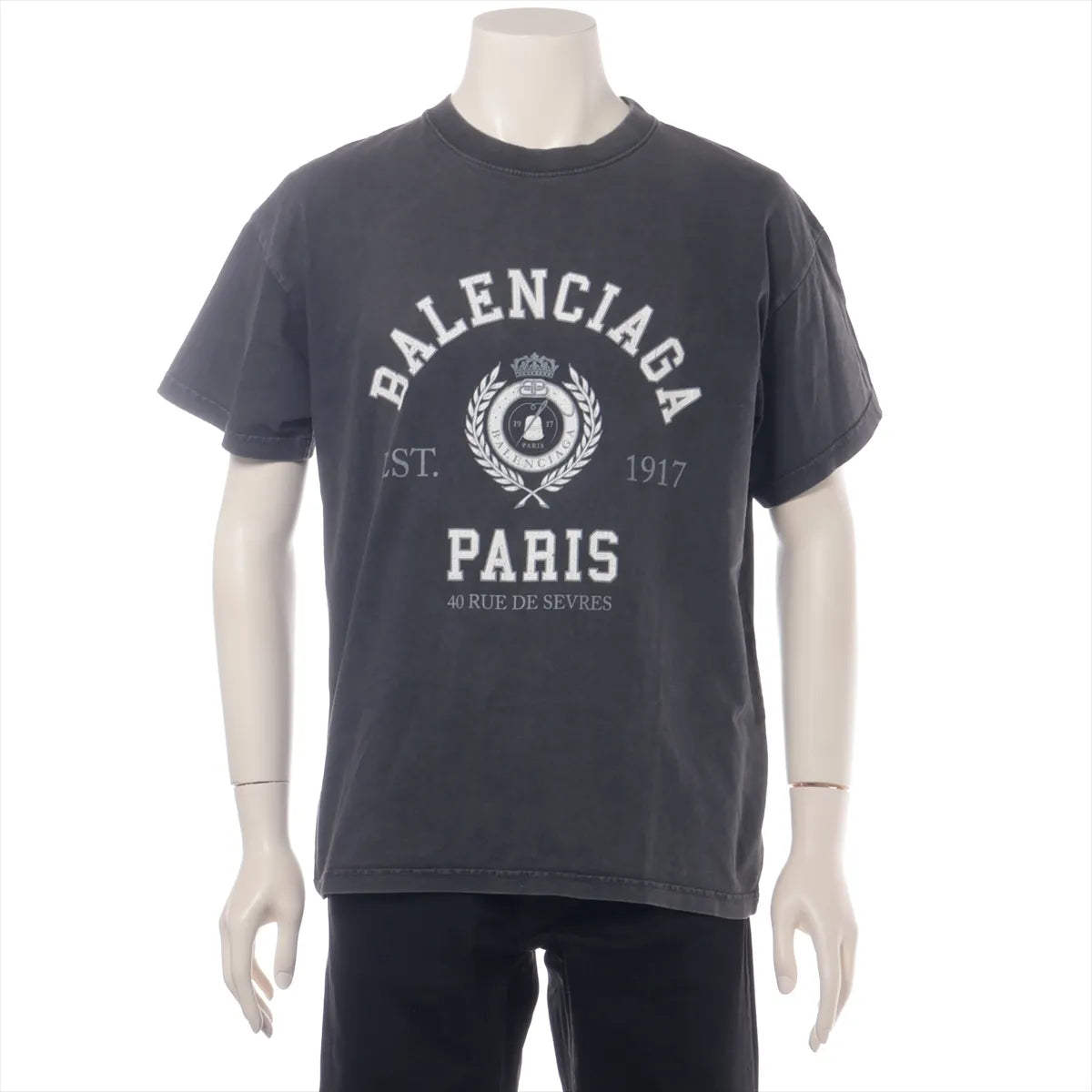 Balenciaga Logo Vintage Cotton T-shirt Gray