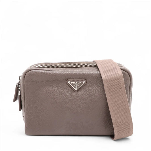 Prada Robot Leather Charm Shoulder Bag Greige