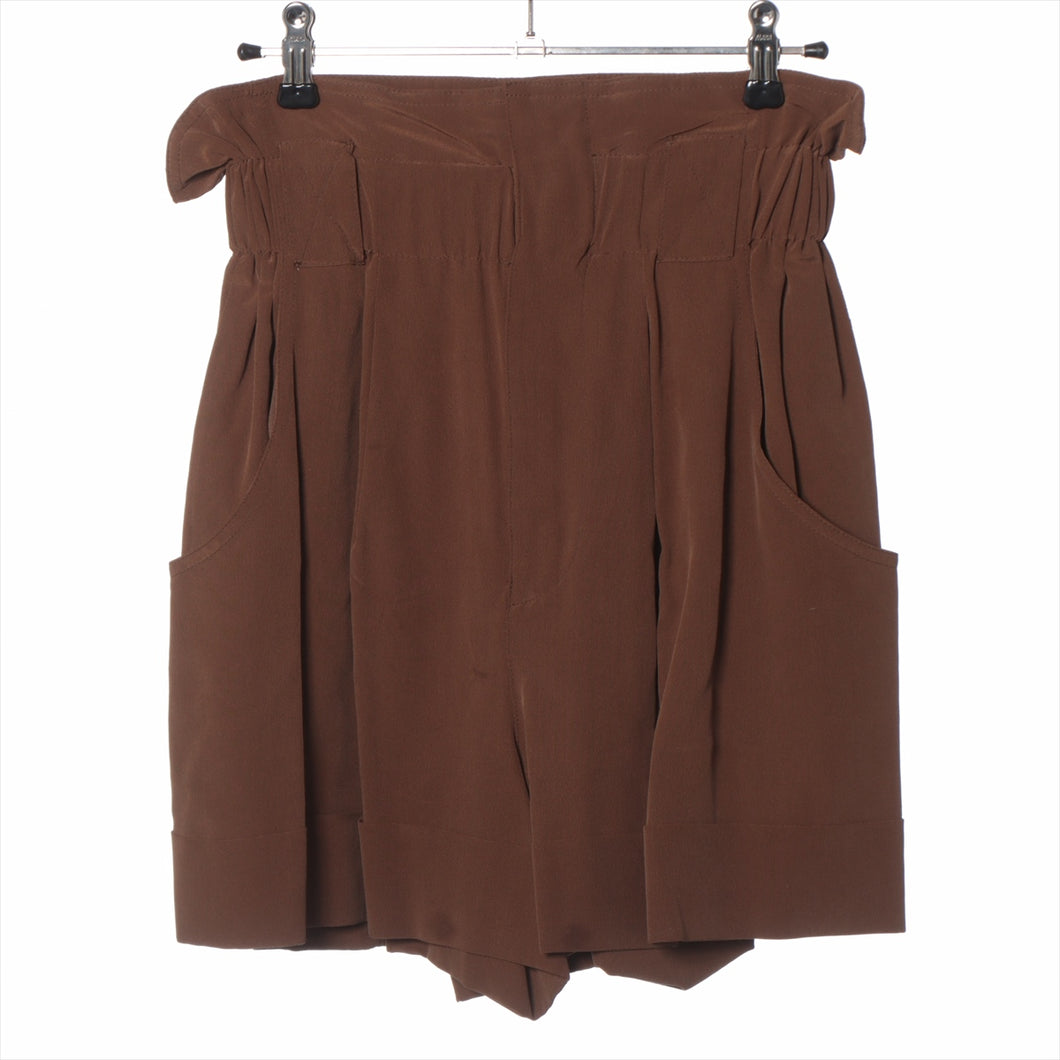 Fendi High Waist Silk Short Pant Brown