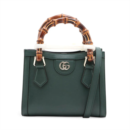Gucci Bamboo Diana Leather Two-Way Shoulder Bag Green