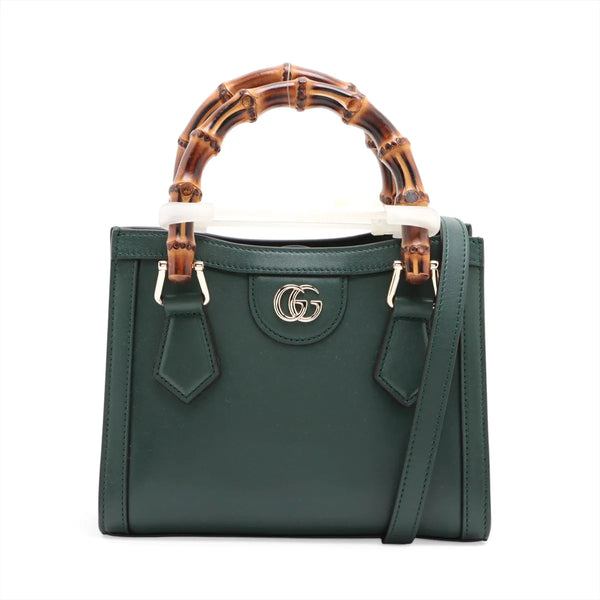 Gucci Bamboo Diana Leather Two-Way Shoulder Bag Green