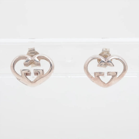 Gucci Interlocking GG Logo Heart Stud Earring