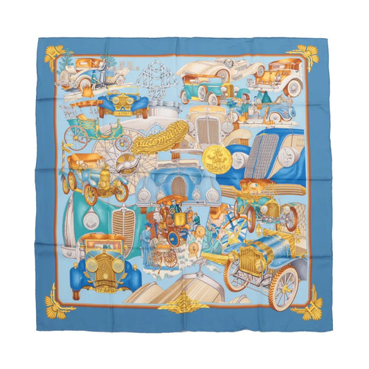 Hermes Carre 90 Elegance et le Confort en Automobile Silk Blue