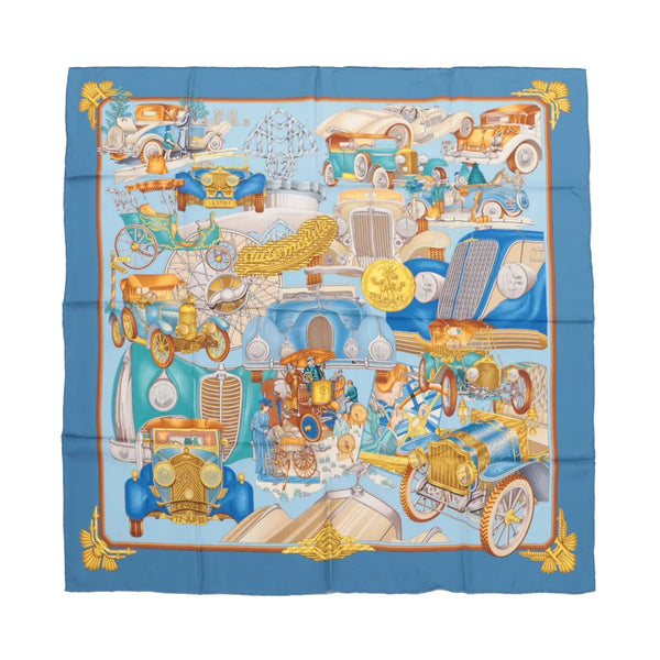 Hermes Carre 90 Elegance et le Confort en Automobile Silk Blue
