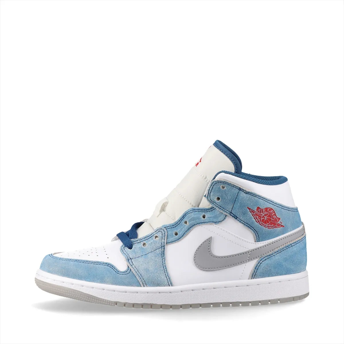 Nike Air Jordan 1 Mid SE Suede Leather High-top Sneakers Men's White x Blue