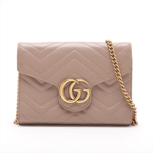 Gucci GG Marmont Leather Wallet on Chain Pink