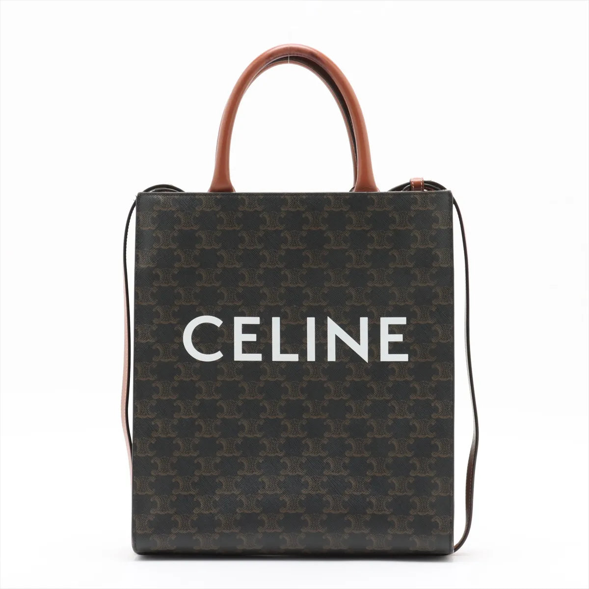 Celine Vertical Cabas Leather Two-Way Mini Tote Bag Brown