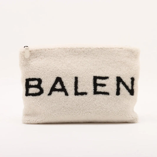 Balenciaga Shearling Clutch Bag White