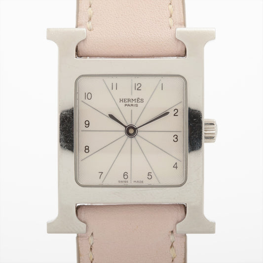 Hermès H Heure Stainless Steel Leather Watch Pink