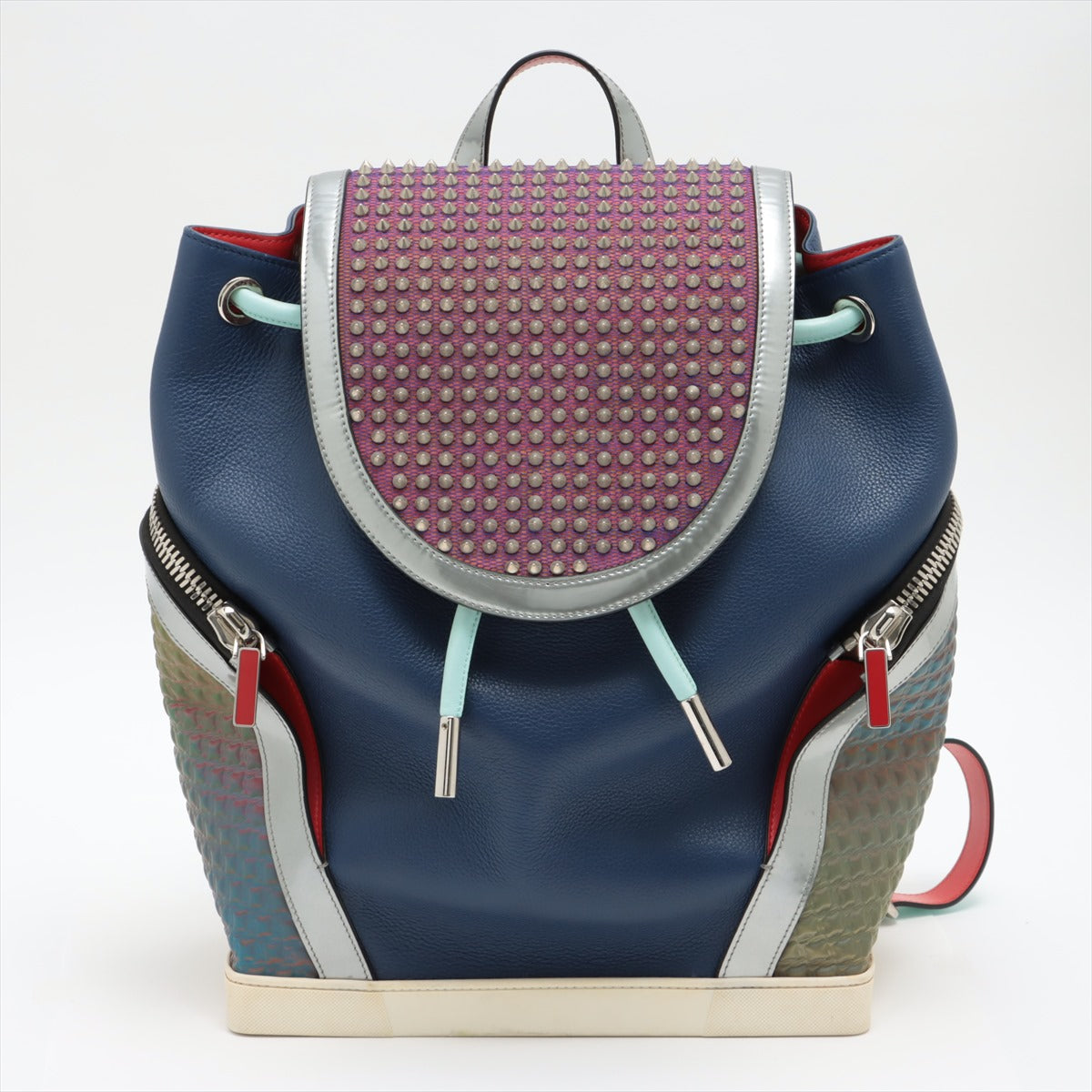 Christian Louboutin Explorafunk Leather x Studs Backpack Blue