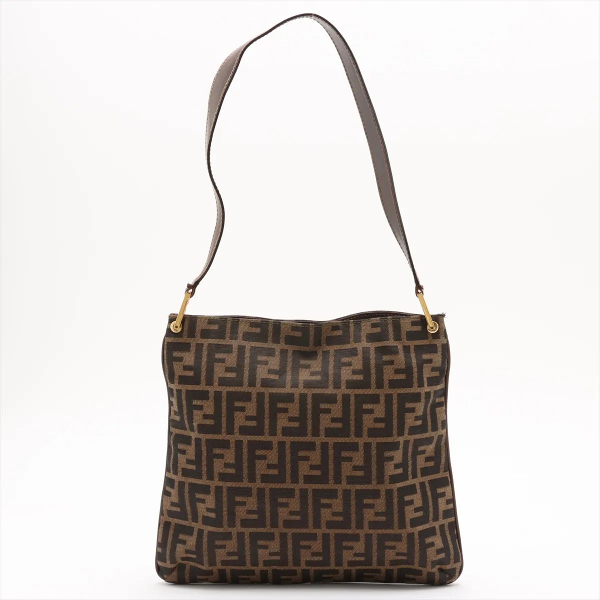 Fendi Zucca Canvas Leather Shoulder Bag Brown