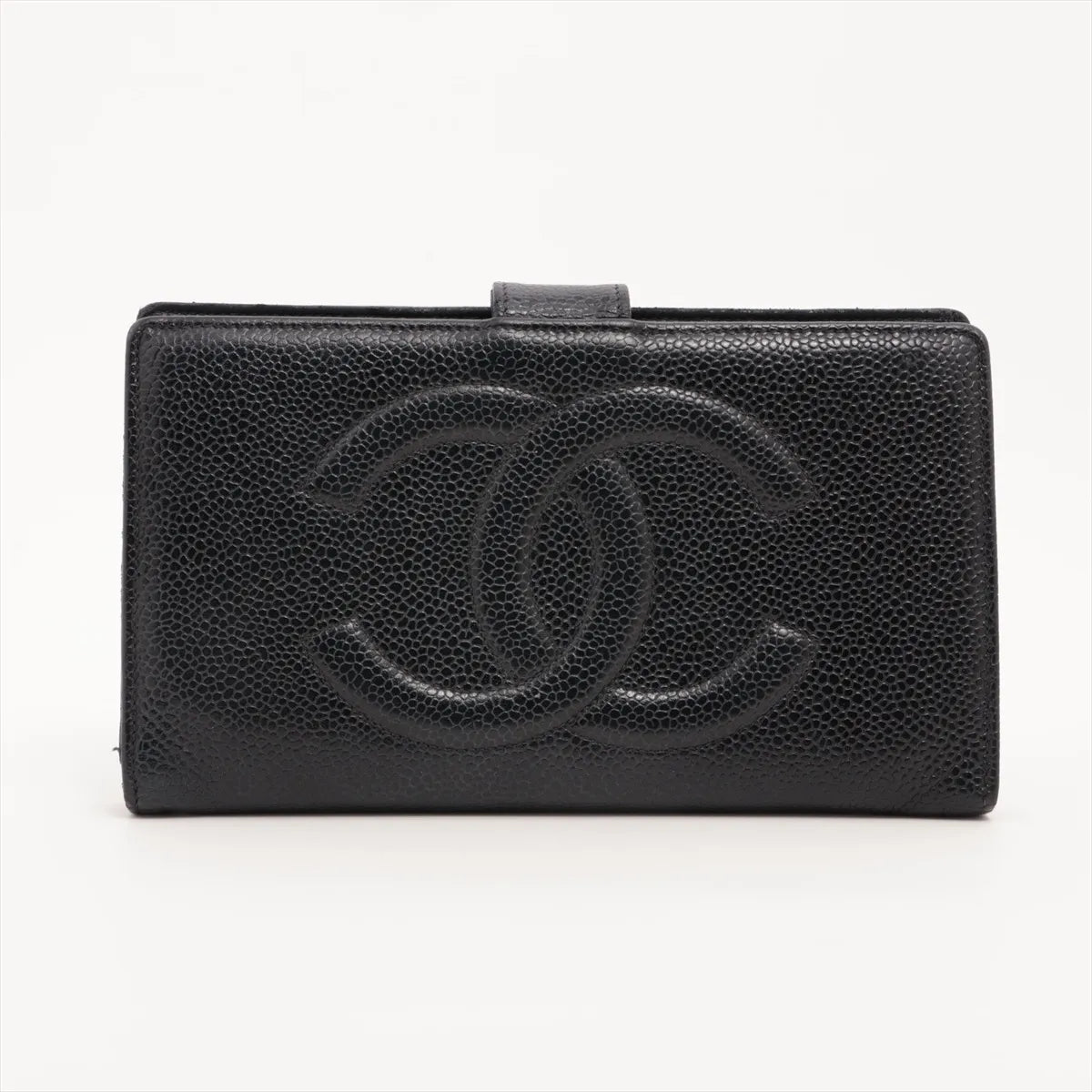 Chanel CC Logo Caviar Skin Long Wallet Black