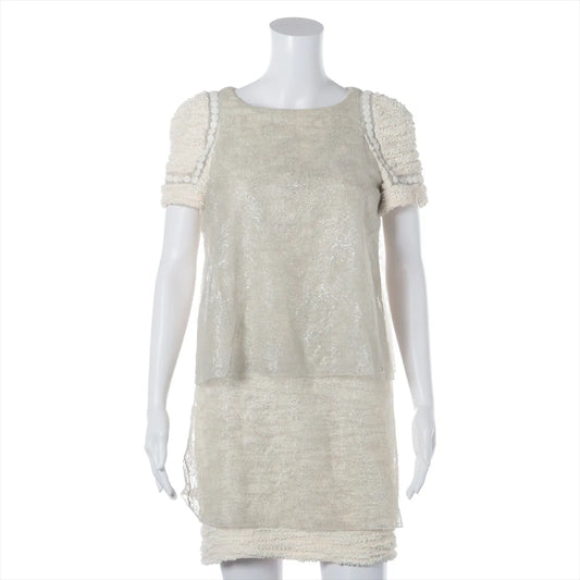 Chanel CC Logo Rayon Nylon Dress Ivory