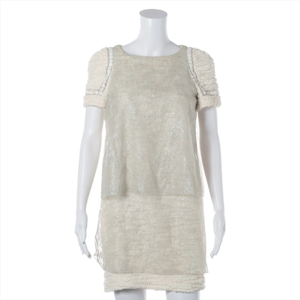 Chanel CC Logo Rayon Nylon Dress Ivory
