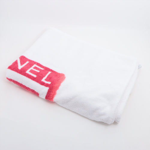 Chanel CC Logo Beach Towel Red x White
