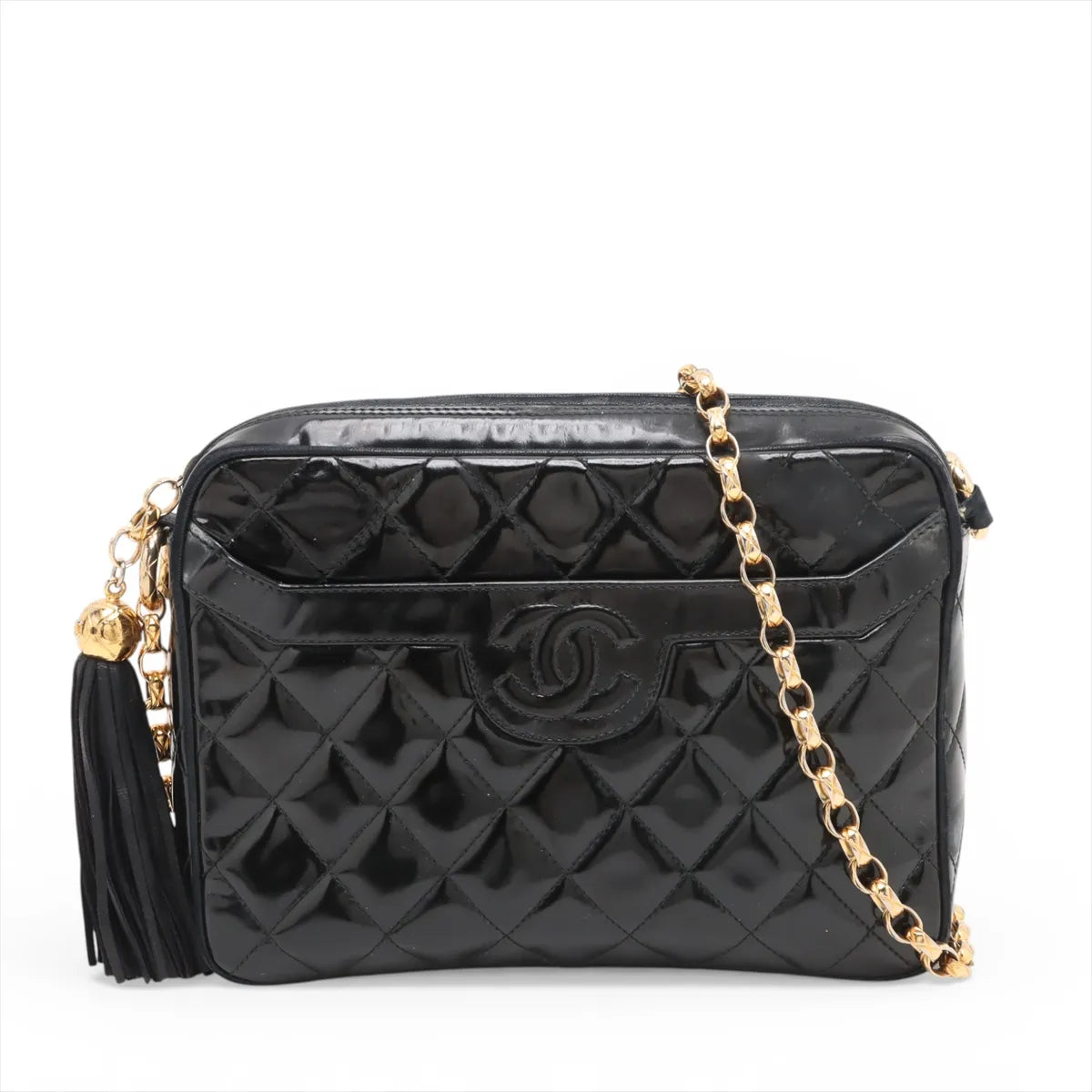 Chanel CC Logo Matelasse Patent Leather Chain Shoulder Bag