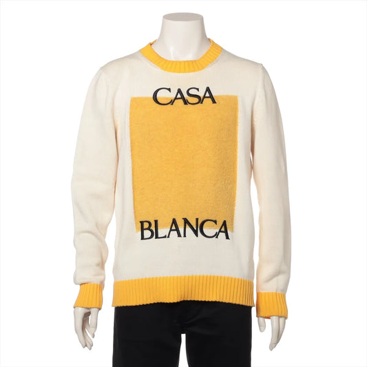 Casablanca Logo Cotton Knit Sweater Ivory x Yellow