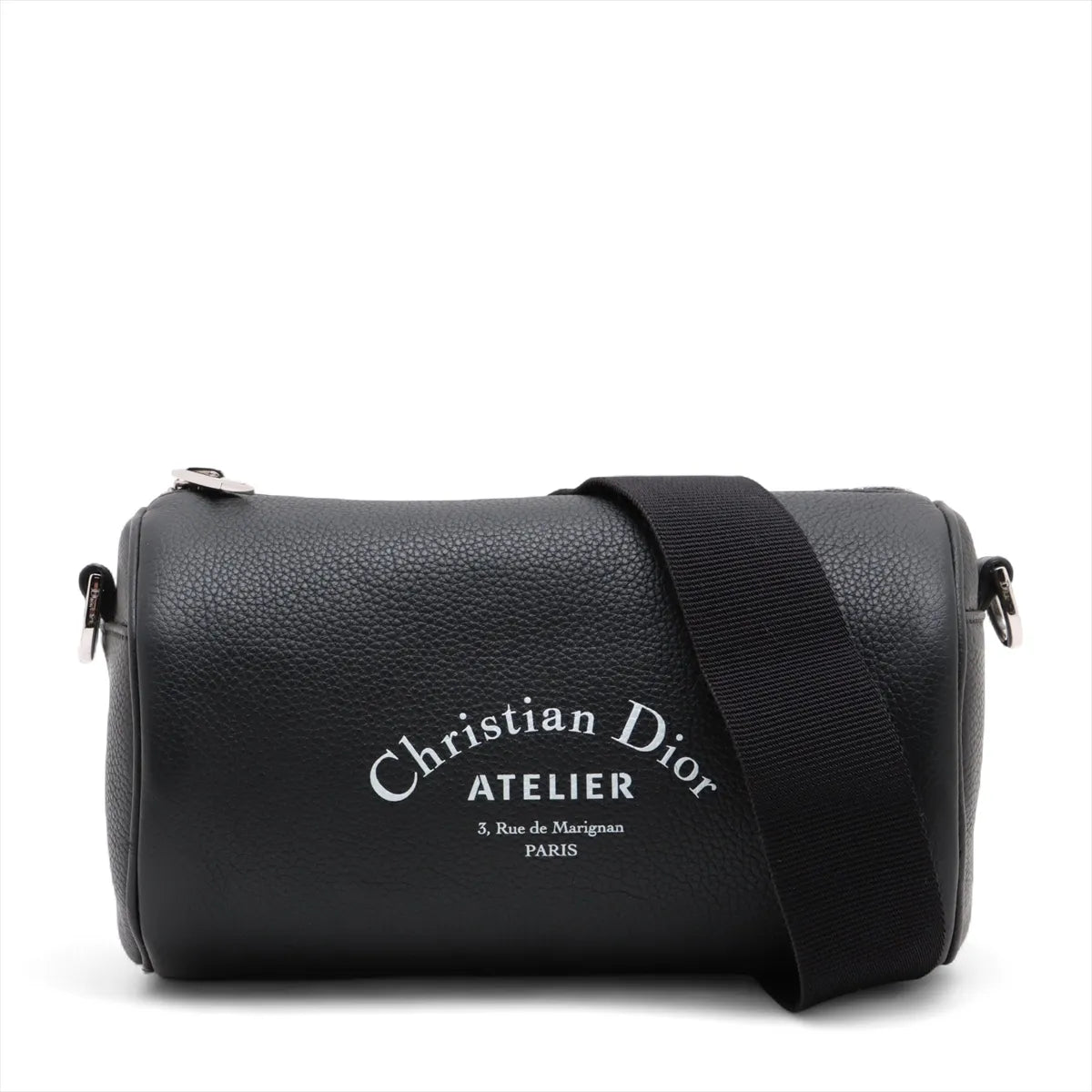 Christian Dior Atelier Leather Roller Shoulder Bag Black