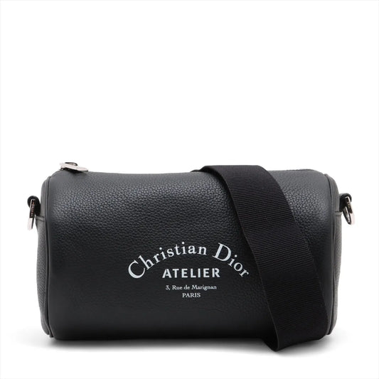 Christian Dior Atelier Leather Roller Shoulder Bag Black