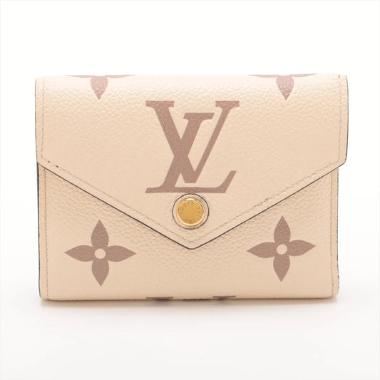 Louis Vuitton Bicolor Giant Monogram Empreinte Victorine Wallet Beige x Bois Rose